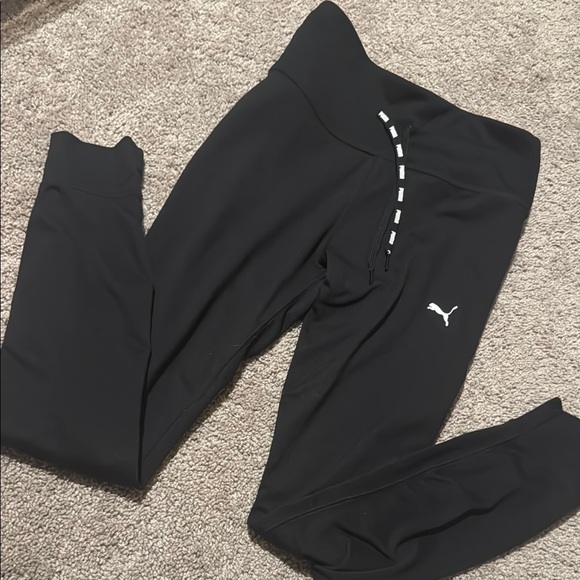 Puma Black Active jogger Leggings with White Accents size S - Picture 1 of 3